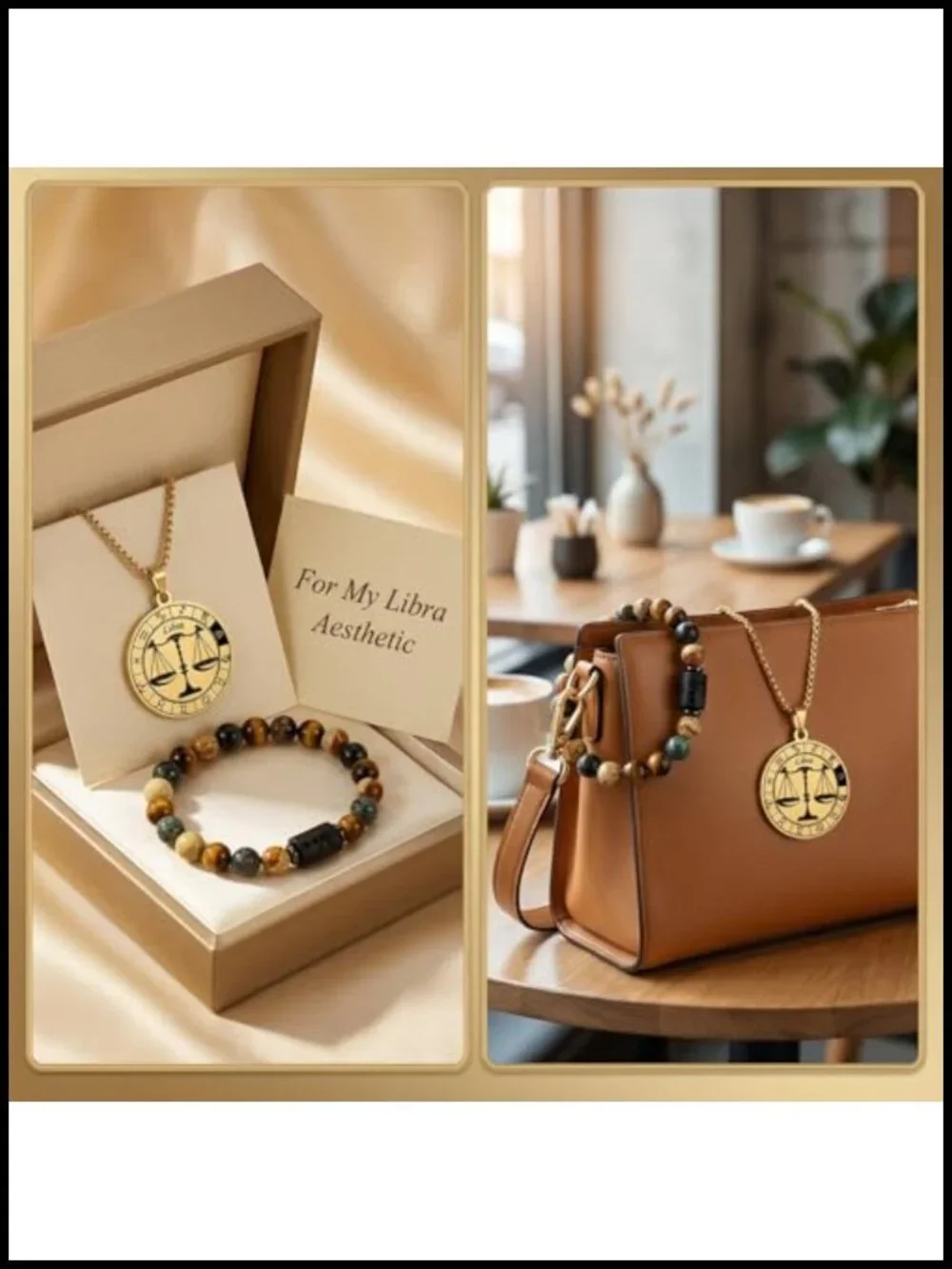 Zodiac Jewelry Set: Stainless Steel Constellation Necklace & Natural Stone